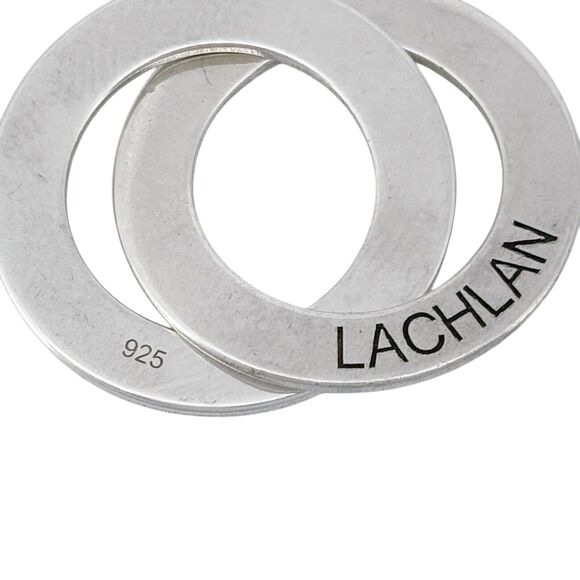 Vintage Sterling Silver 925 Double Linked Name Rings "Isla" "Lachlan" Pendant - Picture 4 of 6